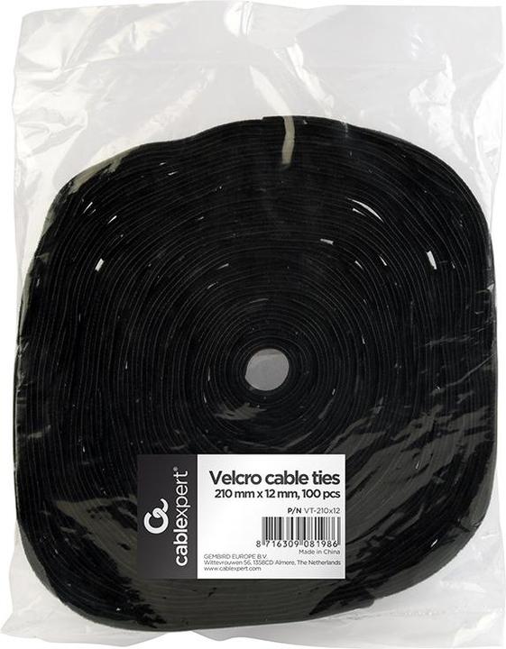 Actual product image Gembird VT-210X12 cable tie Black 100 pc(s) (Velcro cable ties, 210 mm, 100 pcs.)
