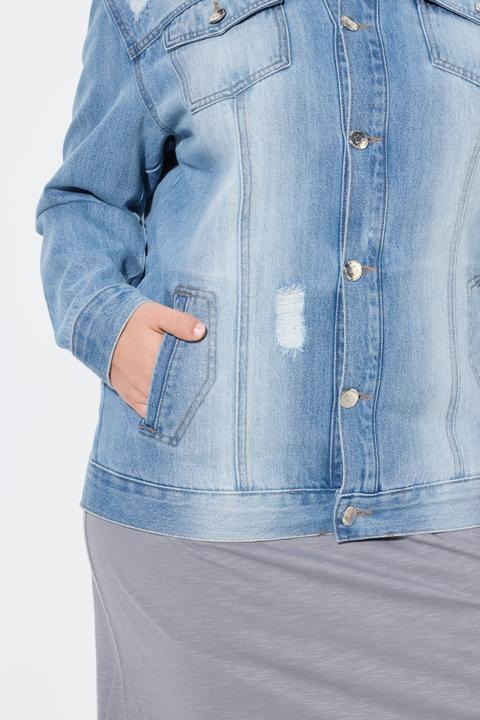 Immagine prodotto Angel of Style Jeansjacke, oversized, Glitzer-Totenkopf (46)