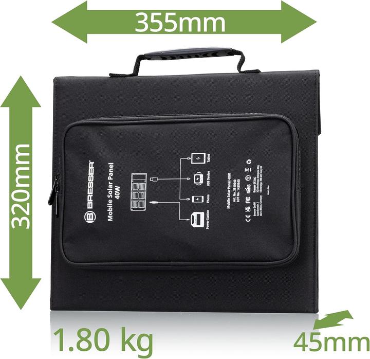 Actual product image Bresser Mobiel Zonnepaneel â€“ 40W â€“ Voor o.a. Smartphone & Tablets â€“ 3x USB (40 W, 1.80 kg)