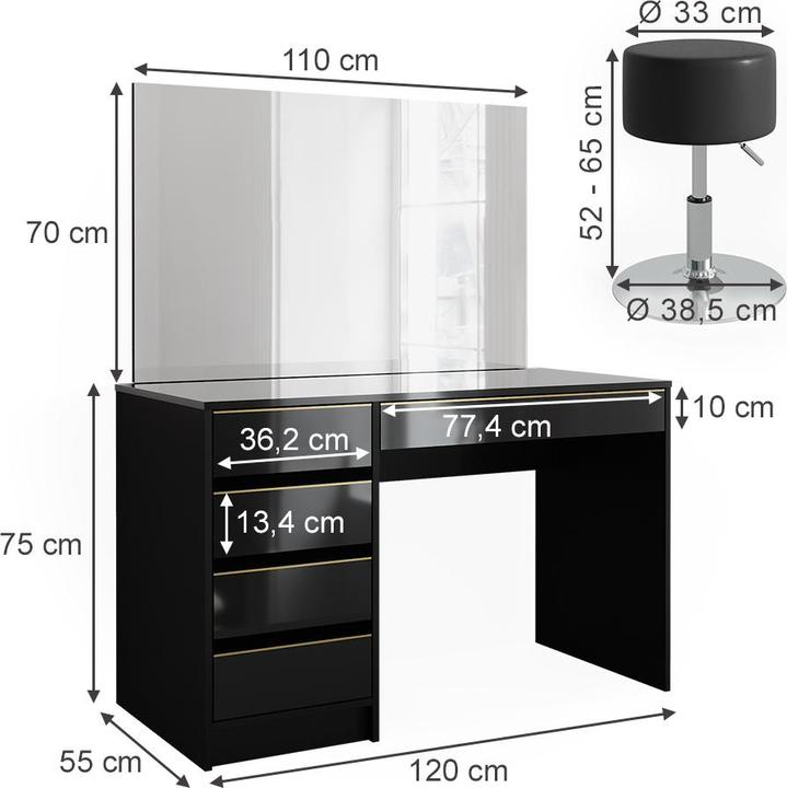 Image du produit Vicco Sherry mit Hocker (120 x 55 x 75 cm)