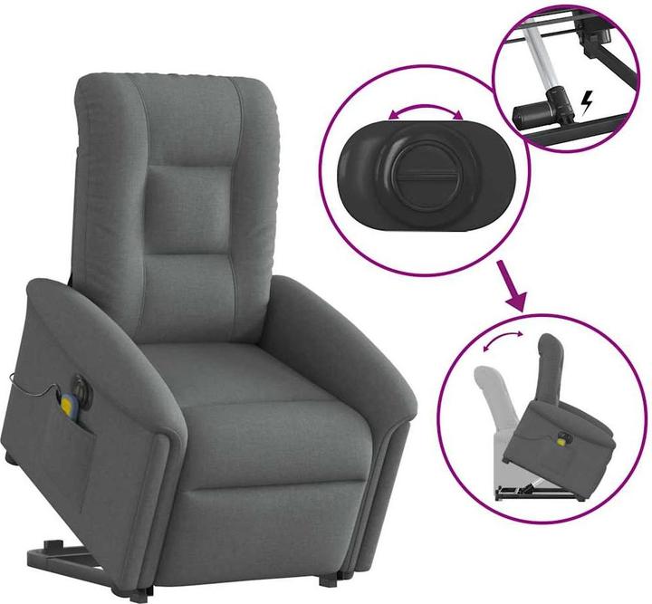 Actual product image vidaXL Electric massage chair with stand-up aid dark grey fabric