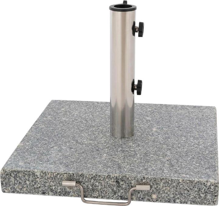 Produktbild VCM Sonnenschirmständer 30kg Granit poliert grau eckig Edelstahl 45 x45 cm Griff