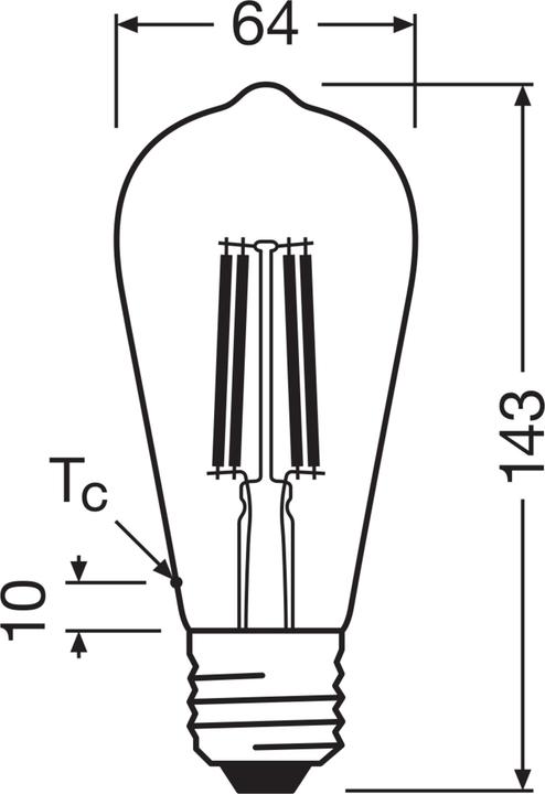 Image du produit Osram LED Classic Edison 75 Filament Energy efficiency class A 5W 827 Clear E27 (E27, 1055 lm, 6 x)