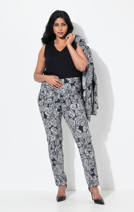 Immagine prodotto Ulla Popken Pantaloni modello Sammy in jacquard con taglio della gamba aderente e cintura elastica (56)