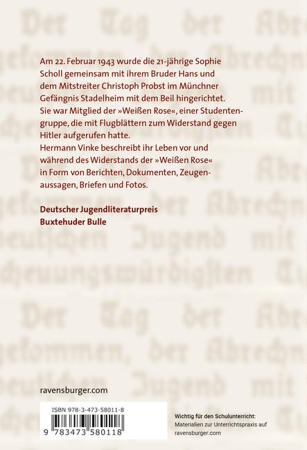 Produktbild Ravensburger Das kurze Leben der Sophie Scholl (Deutsch, Hermann Vinke, 2002)