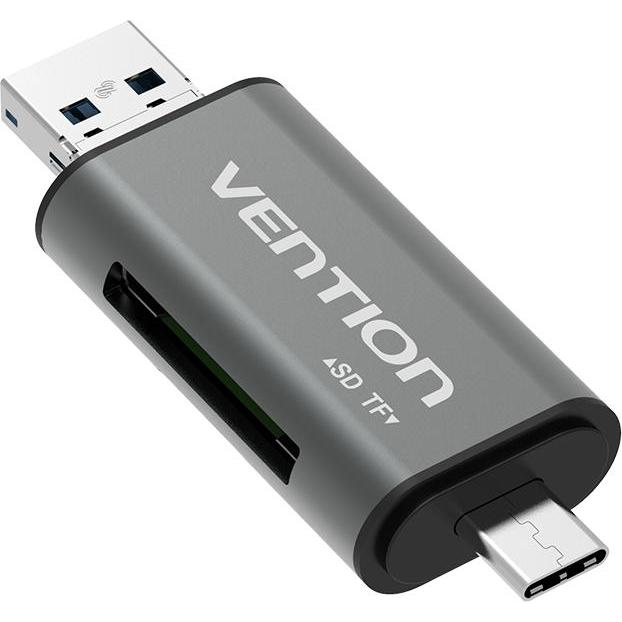 Vention Lettore di schede USB2.0 multifunzione CCJH0 Grigio (USB, Micro USB, USB-C), Lettore di schede di memoria, Grigio
