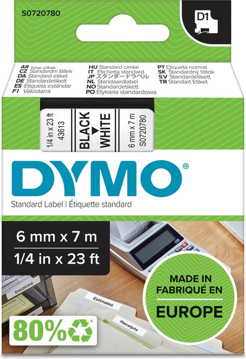 Actual product image Dymo S0720780 Standard tape (0.60 cm, Black)