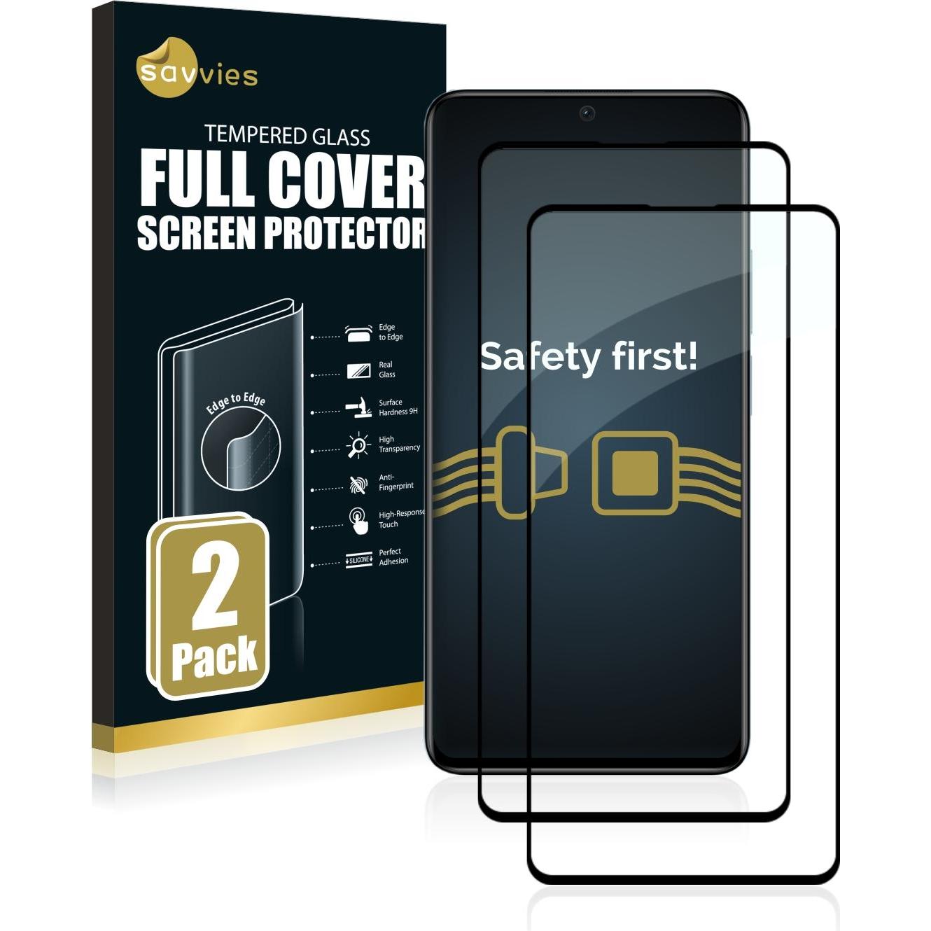 Savvies Full-Screen Displayschutz Panzerglas Schutzglas (2 Stück, Xiaomi Redmi Note 11 Pro+ 5G), Smartphone Schutzfolie,...