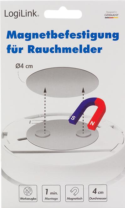 Produktbild LogiLink Rauchmelder Befestigungsset Ø4 cm, magnetisch