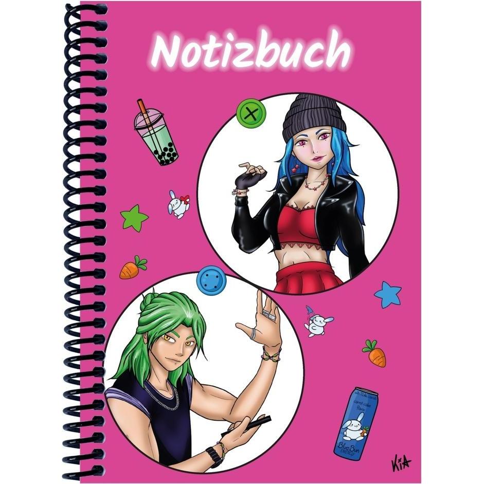 Thumbnail - E & Z, Heft + Block, A 4 Notizbuch Manga Quinn und Enora, pi (A4, Blanko)