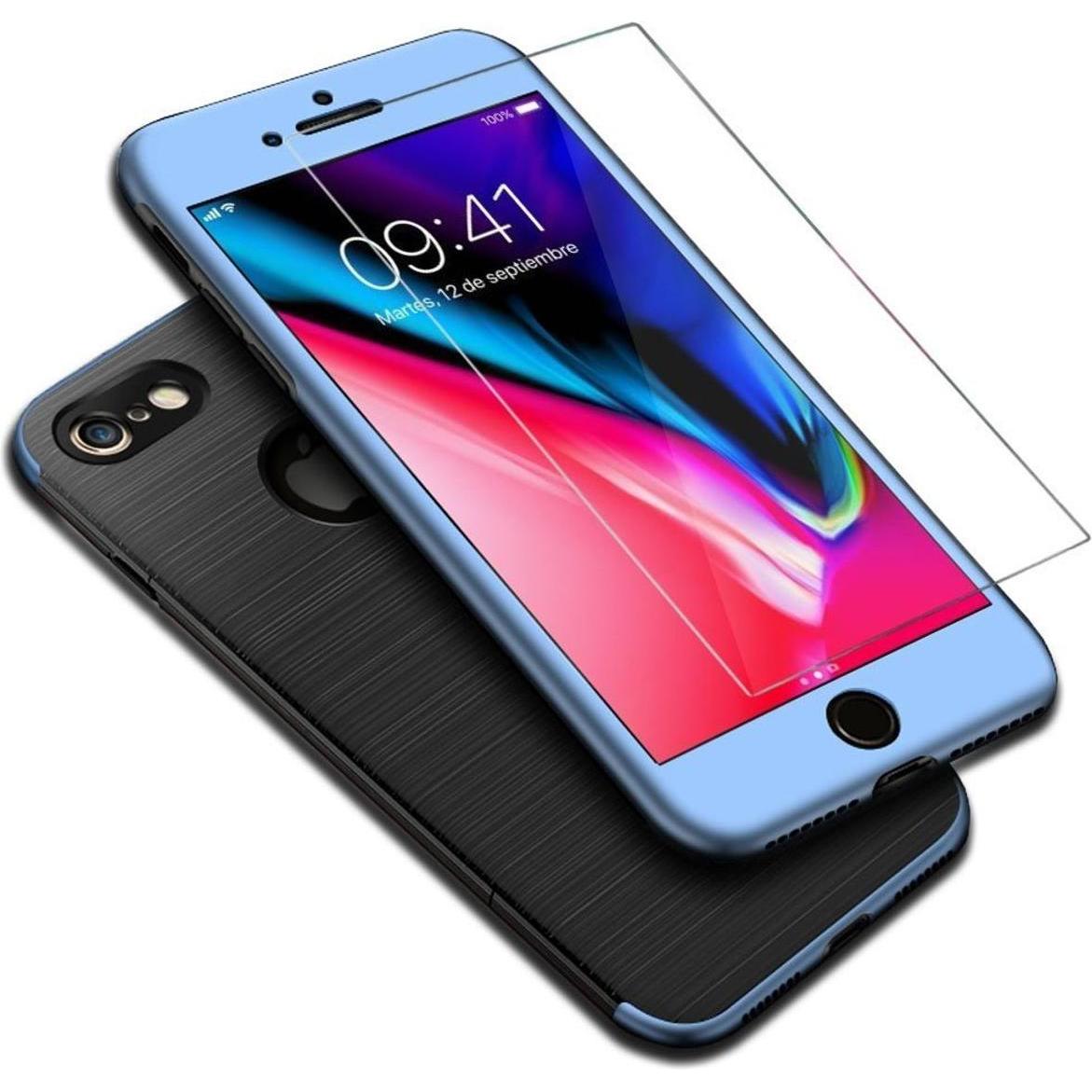 König Design Handyhülle Apple iPhone 5 / 5s / SE Full Cover Carbon Case Schutz Bumper Blau (Apple iPhone 5), Smartphone ...