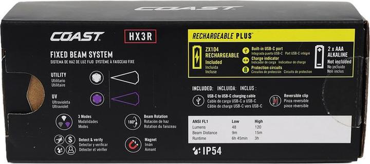 Immagine prodotto Coast HX3R Clip-on con luce bianca e UV - 120 lumen (120 lm)