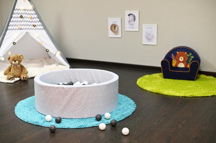 Image du produit Knorrtoys Bällebad soft - "Geo cube grey" - 300 balls grey/creme (ca. 6cm Durchmesser)