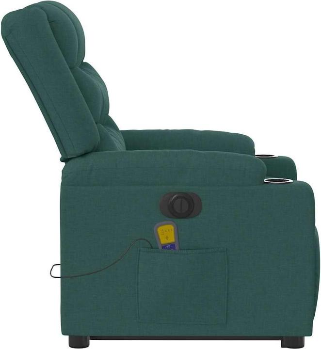 Image du produit vidaXL Fauteuil de massage électrique avec fonction releveur Vert foncé Tissu