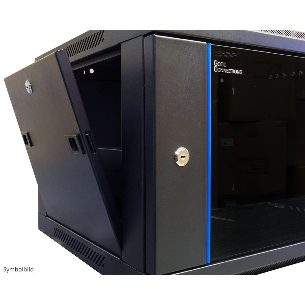 Good Connections Contenitore a parete 9U RAL 9005, profondità 550 mm in due parti (9 HE, Rack da 19 pollici), Armadio rack, Nero