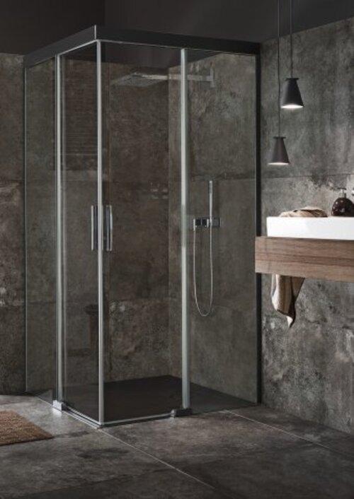 Actual product image Koralle S600Plus Corner shower sliding door EDS2 90 R, leg right, 900mm (90 cm, 200 cm)