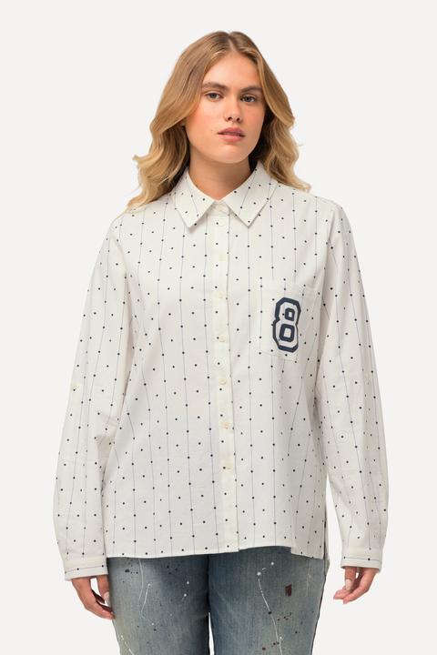 Immagine prodotto Ulla Popken Camicia con pallini, collo da camicia, maniche lunghe e retro più lungo (54)