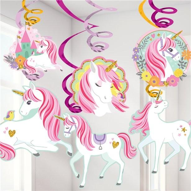 Actual product image Amscan Spirals Magical Unicorn (9 Piece)