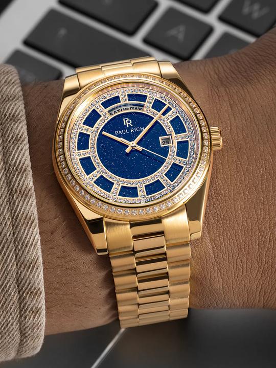 Produktbild Paul Rich PR-47461 Herrenuhr Crown Legacy Gold Aventurine Blue 40mm 5ATM (Analoguhr)