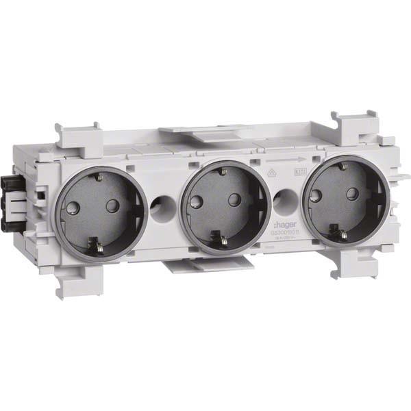 Hager, Steckdose, TEH GS30019011 Steckdose 3-fach, Winsta-Steckklemme,frontr,gs