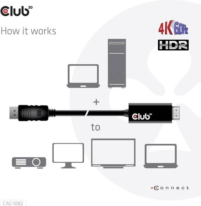Image du produit Club 3D DisplayPort — HDMI (Typ A) (2 m)