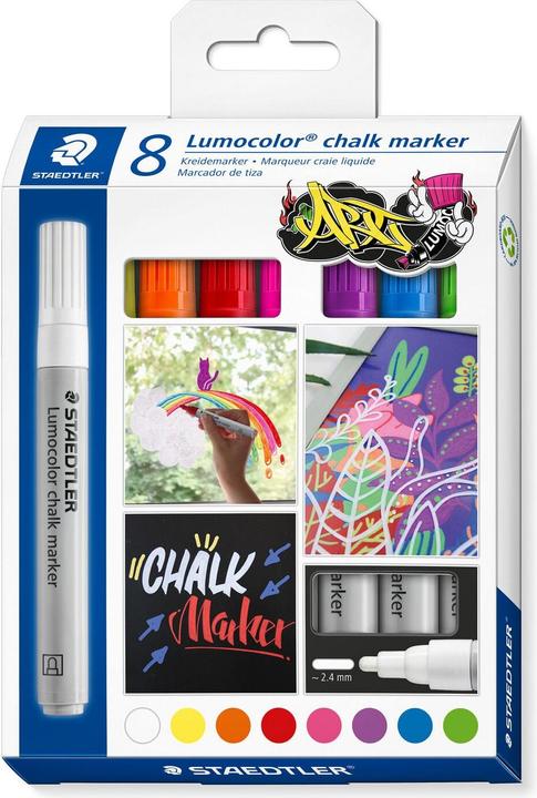 Staedtler Chalk markers 2.4 mm, 344-0, -1, -4, -2, -20, -6, -3, -5, cardboard box with 8 pcs. (8x)