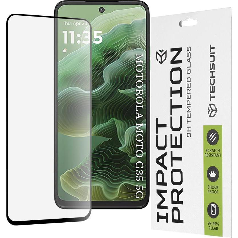 Techsuit - 111D Full Cover / Full Glue Glass - Motorola Moto G35 - Black (Motorola Moto G35), Pellicola protettiva smartphone, Nero