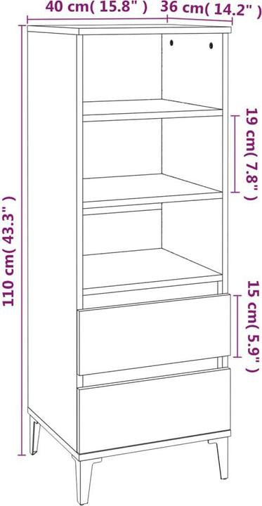 Produktbild vidaXL Highboard (40 x 40 x 110 cm)