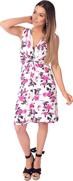 Actual product image Krisp Dress with rose pattern mid-length sleeveless with knot at the front (34)