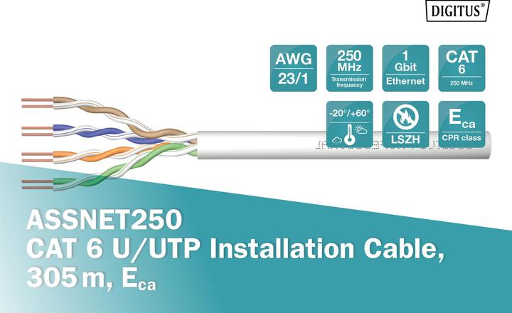 Produktbild Digitus Netzwerkkabel CAT 6 U/UTP 4 x (U/UTP, CAT6, 305 m)