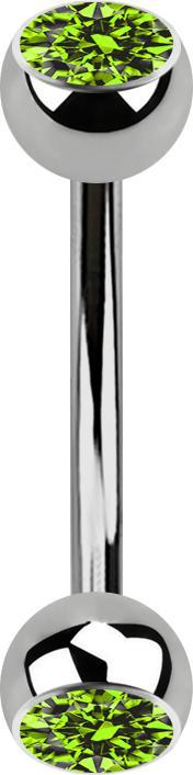 Actual product image Star Piercing Banane silber mit zwei Kugeln Kristall hellgrün (without brass, Titanium)