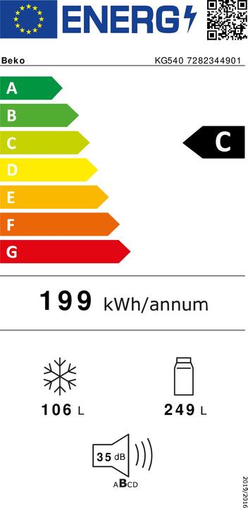 Energie-Label Beko Kühl-Kombi Geräte (355 l)