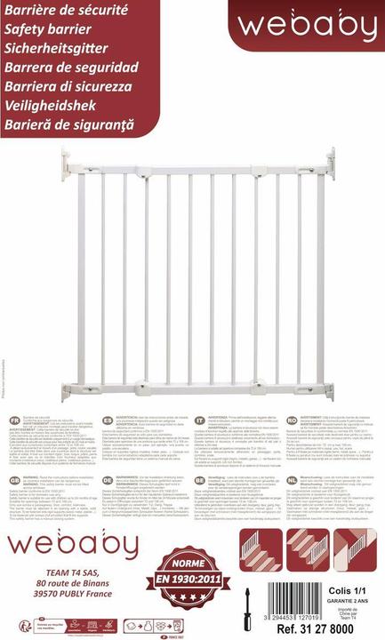Productafbeelding Webaby Sicherheitsbarriere NONO Weiss 72-108 cm