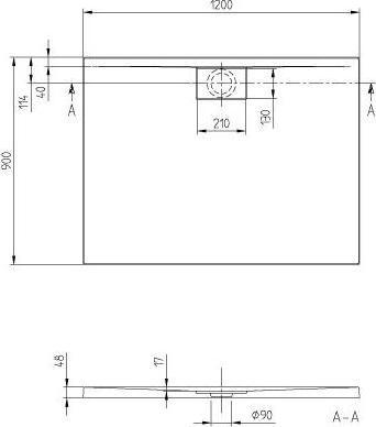 Actual product image Villeroy & Boch V&B Shower tray ARCHITECTURA METALRIM R-corner1200x900x48mm white (120 cm, 90 cm)