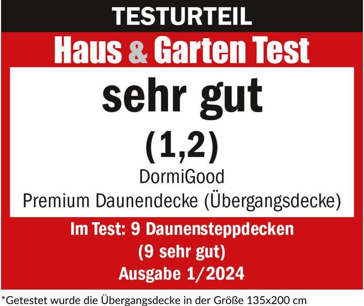Actual product image DormiGood Premium Daunendecke, 100% Daunen (1130 g, 220 x 230 cm)