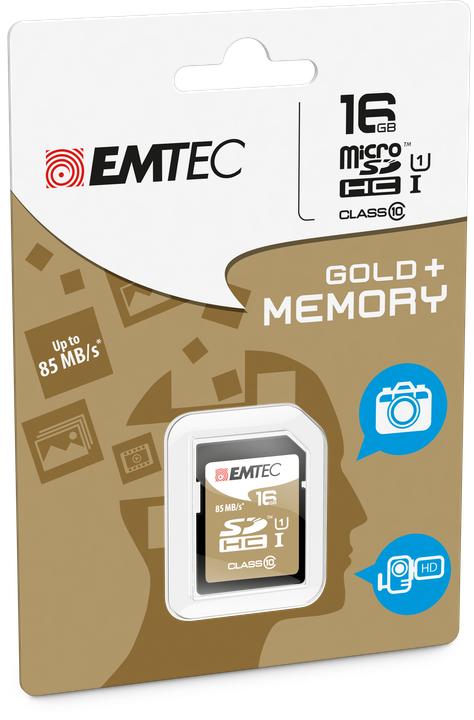 Image du produit Emtec Carte mémoire flash Gold+ (16 Go, SDHC, U1, UHS-I)