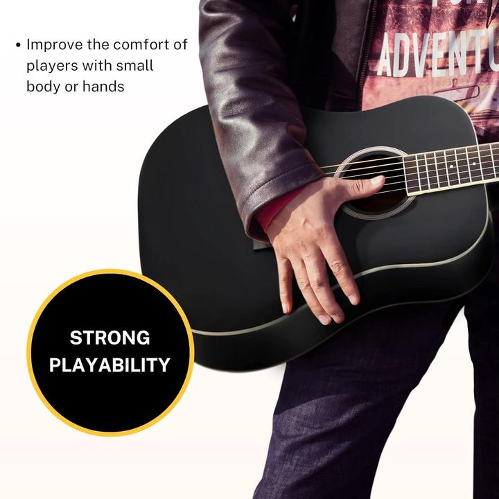 Actual product image Donner Beginner Acoustic Guitar Bundle with Gigbag, Tuner, Capo, Strap, Strings, and Picks (Acoustic guitar set, Sides: Mahogany, Top: Spruce)