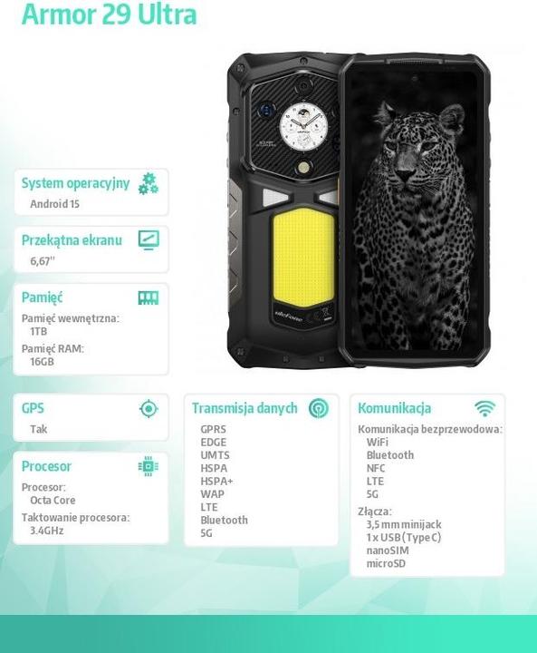 Produktbild Ulefone Smartphone Armor 29 Ultra 5G 16GB/1TB (1000 GB, Schwarz, 5G)
