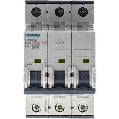 Thumbnail - Siemens, Schutzschalter, MCB 3 Pole Type D 10kA 6A 400V