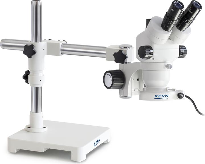 Kern Stereo microscope set trinocular (small) 0.7-4.5x: telescope arm stand (plate), LED ring