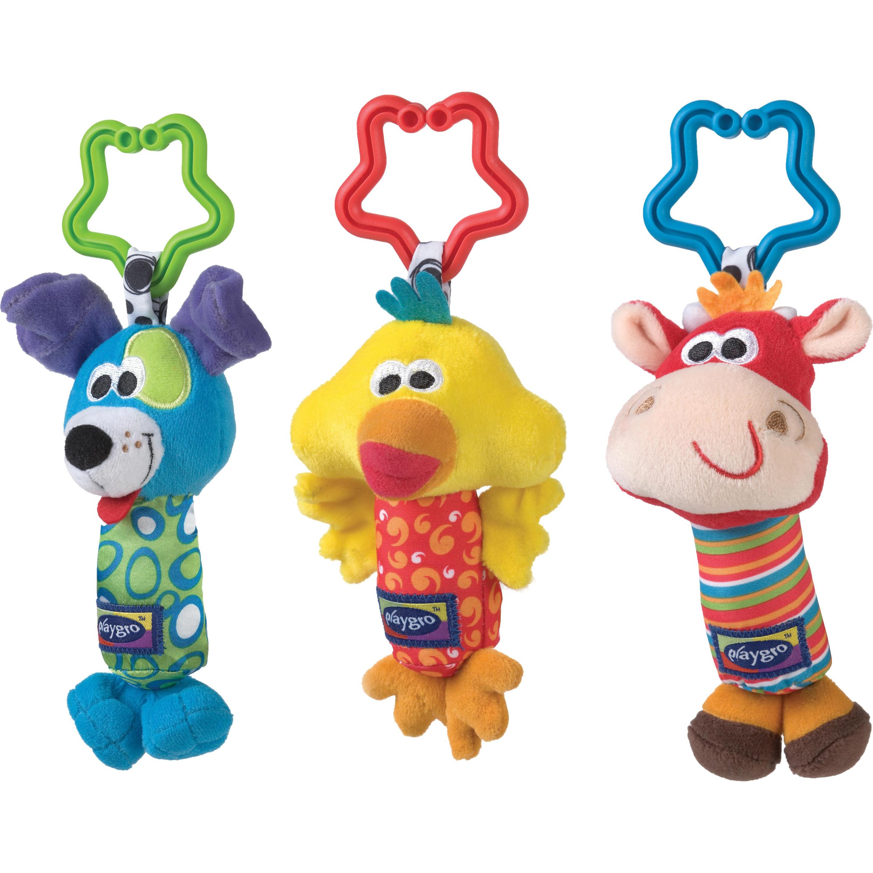 Playgro, Speelgoed voor kinderwagens, Dieren trio spelen
