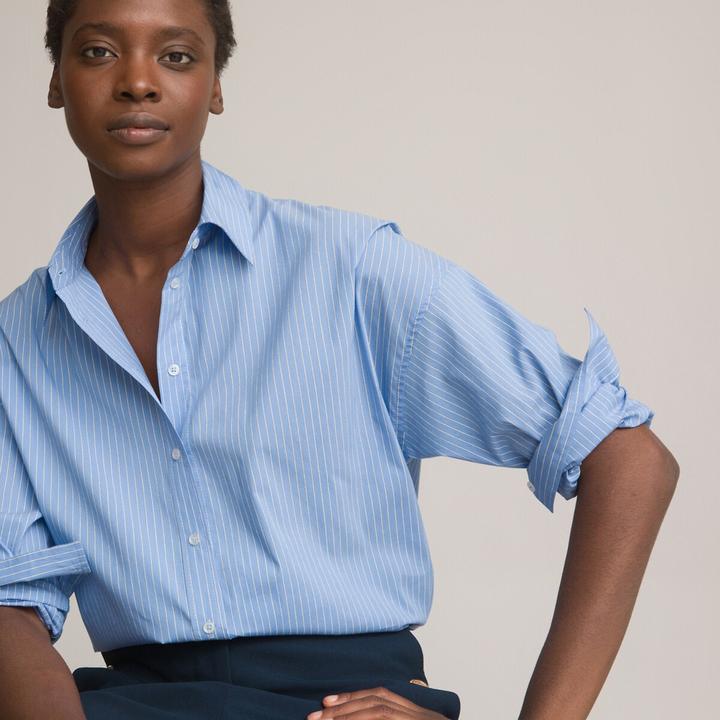 Actual product image La Redoute Collections Wide blouse with long sleeves and striped pattern (36)