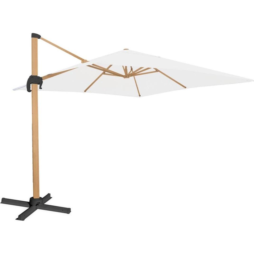 Sonnenschirm, Solskaerm Tiber Graphit Aluminium Teakholz 300 x 300 x 250 cm (3 m)