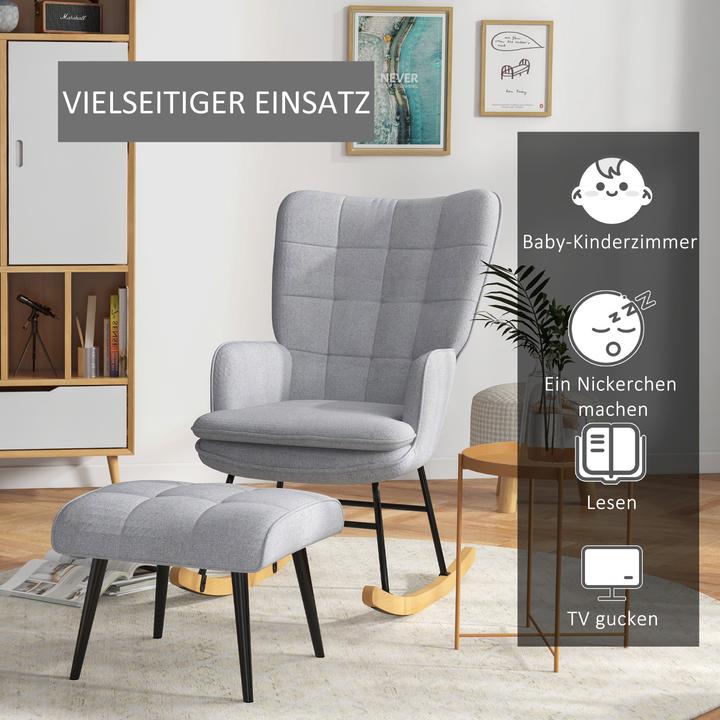 Actual product image Homcom Rocking chair with stool and high backrest