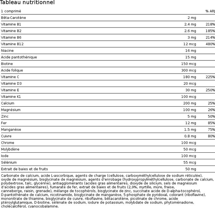 Nährwerte und Zutaten Burgerstein Sport (60 Stück, Tabletten, 80 g)