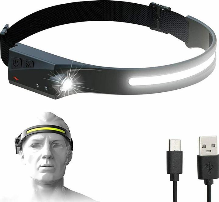 Produktbild Hurtel LED-Stirnlampe mit IPX4-Bewegungssensor USB-C 1200 mAh - Schwarz (350 lm)