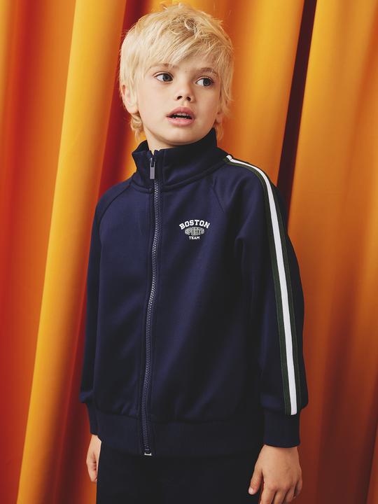 Actual product image Vertbaudet Boys' sweatshirt with stand-up collar and chest print (110)