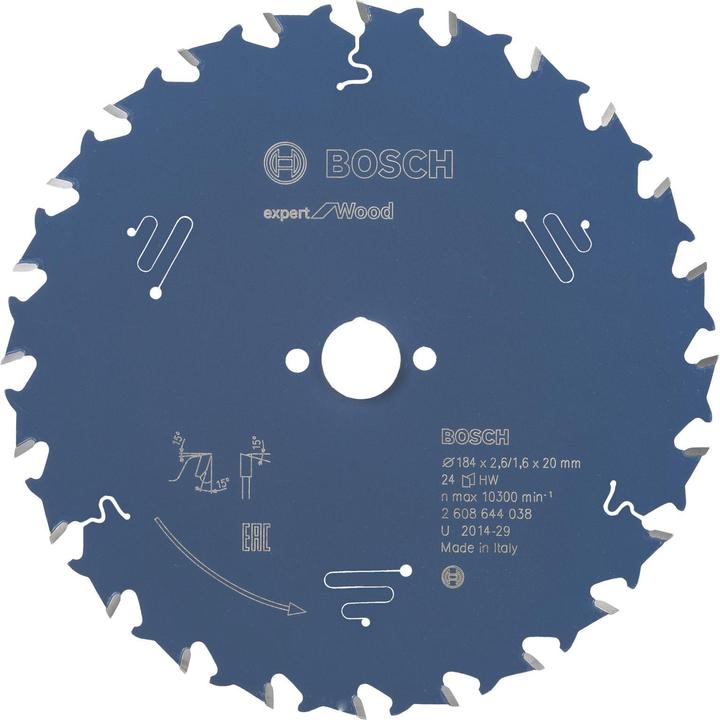 Produktbild Bosch Professional Zubehör Kreissägeblatt Expert for Wood, 184 x 20 x 2,6 mm, 24