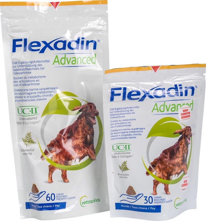 Immagine prodotto Vetoquinol Flexadin Advanced - Snack per cani - 60 compresse (Junior, Adulto, Senior, 60 pz., 180 g)