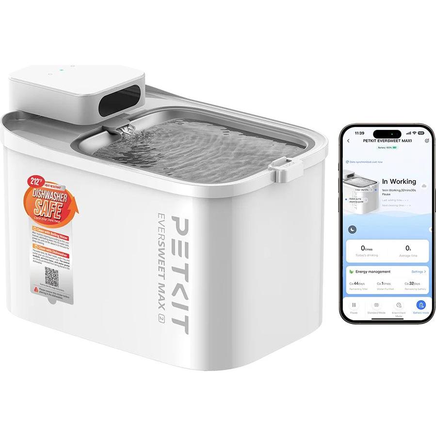 Comparer les prix de Petkit EVERSWEET MAX 2 Fontaine à eau connectée pour animaux, 3L, 83jours d'autonomie